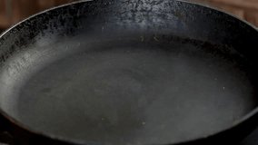 Frying the meat on a frying pan, HD 1080 static