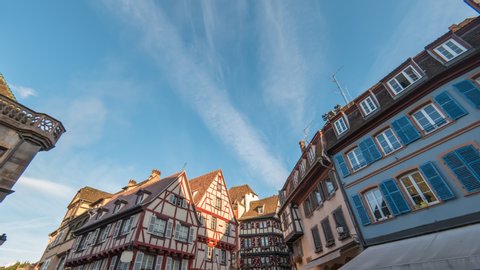 Colmar France time lapse 4K, Colorful Half Timber House city skyline timelapse