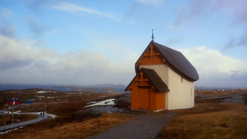 Beautiful Chapel Near The Sea Coast In Norway