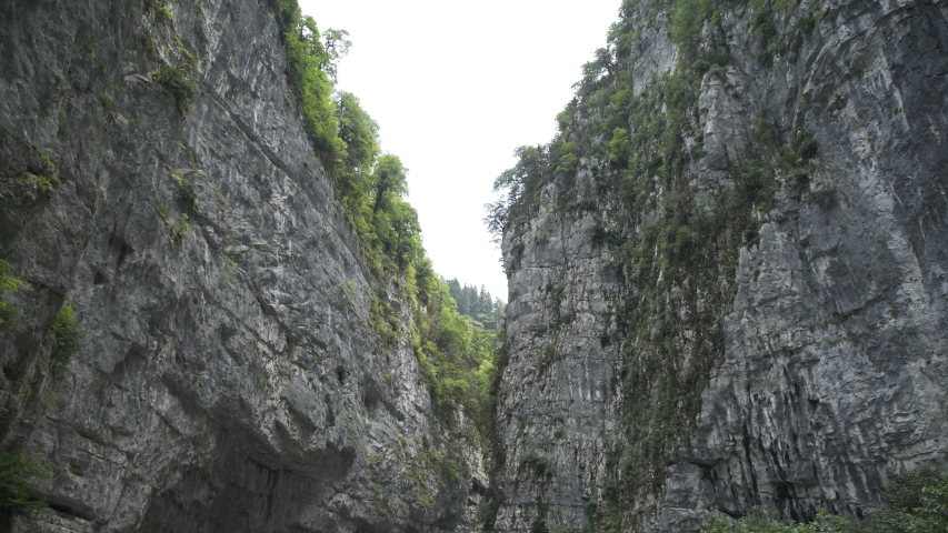 Beautiful mountain range at sunday. Powerful cliffs and gorges