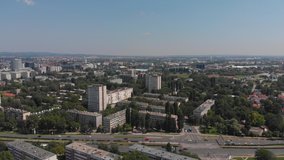 Aerial video of downtown Zagreb in Croatia on a sunny day. June 2018