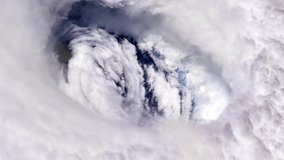 Eye of the Hurricane Dorian from Space. Satellite View. Elements of this video furnished by NASA.  