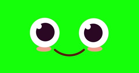Kawaii Cute Character Expressions Flat Green Box