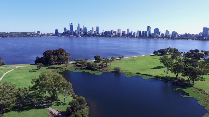 Perth Western Australia CBD from Sth Perth foreshore 