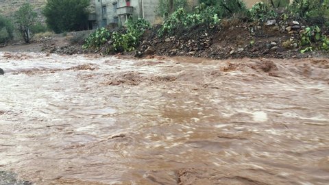 river Flooding in region jgacen-igherm prefecture taroudant, Morocco