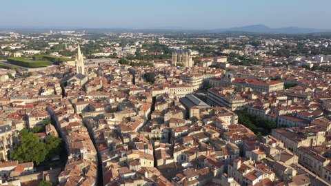 Montpellier Ecusson aerial morning view France