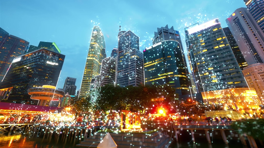 Singapore cityscape with futuristic network connection. Technology concept. Hyperlapse
 Royalty-Free Stock Footage #1036500143