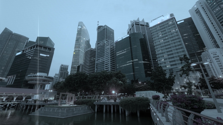 Singapore cityscape with futuristic network connection. Technology concept. Hyperlapse
 | Shutterstock HD Video #1036500146