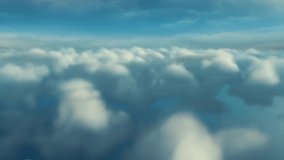 Flying over clouds. Computer generated flythrough seamless loop. A 3D rendering composition ideal as a background for music videos, quotes corporate intros, logos etc...