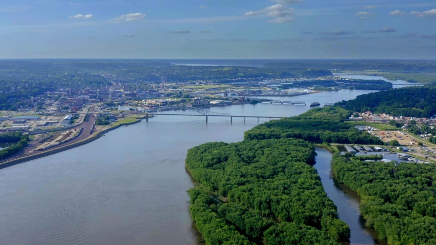 Julien Dubuque Monument in Dubuque Iowa, Aerial Drone