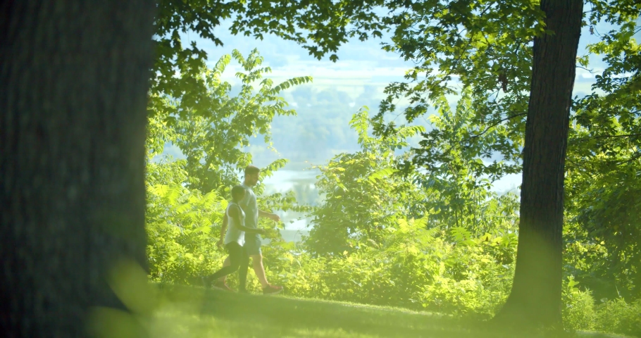 Couple Hiking at the Top of Pikes Peak, Iowa