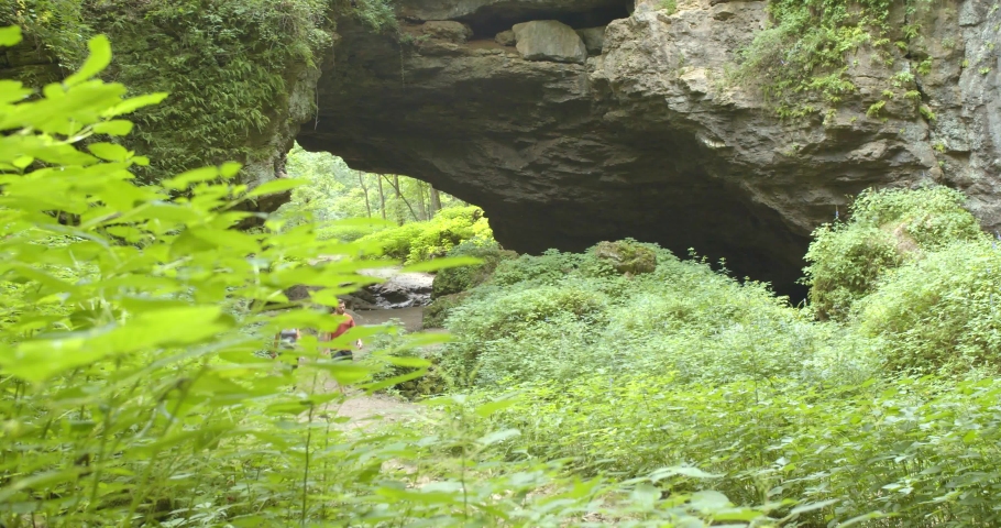 Couple Hiking Outside the Maquoketa Caves, State Park in Iowa