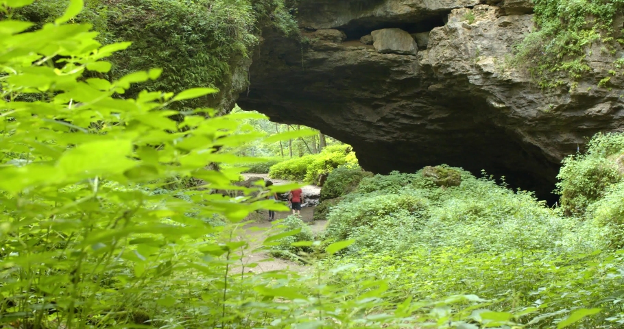 Couple Hiking Outside the Maquoketa Caves, State Park in Iowa