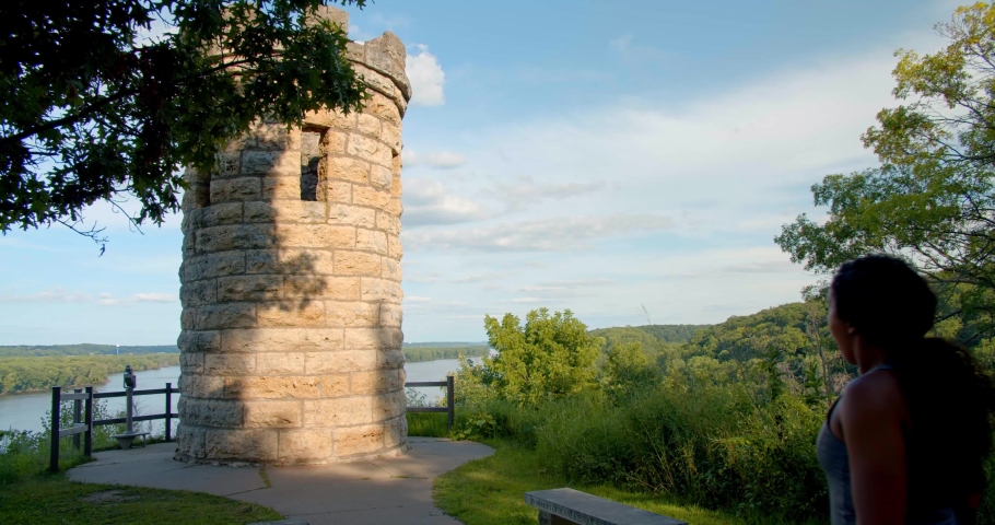 Tourists at Julien Dubuque Monument in Dubuque Iowa, Couple Together