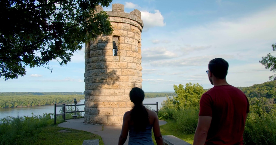 Tourists at Julien Dubuque Monument in Dubuque Iowa, Couple Together