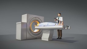 Doctor examines a patient entering an MRI scanner, advanced future medical technology, 4k animation. - Powered by Shutterstock - Get 15% off with code: PIKWIZARD15