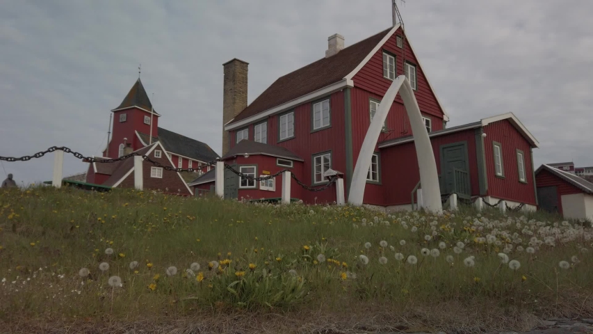 costal town of Sisimiut with historic site, Greenland