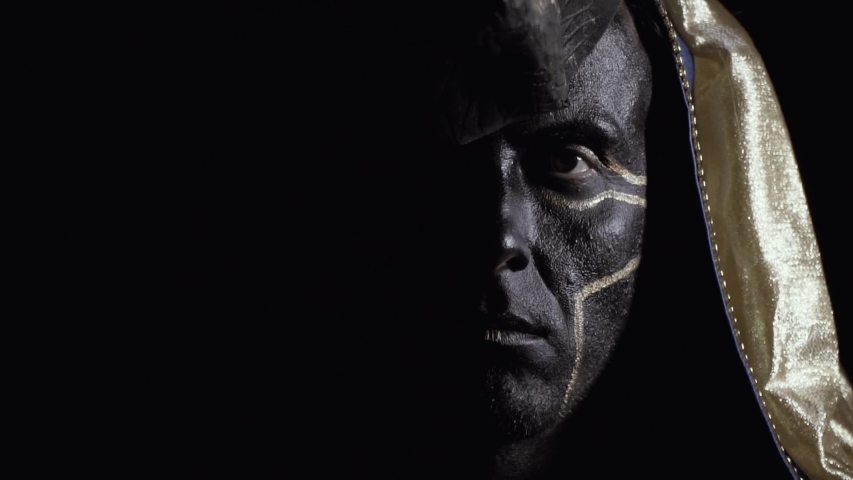Dramatic lighting, Anubis the ancient egyptian god is turning his head | Shutterstock HD Video #1036554884