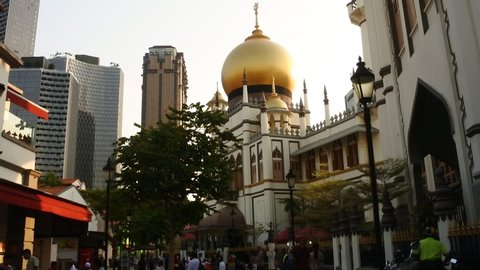 sultan mosque visible from the road, this mosque is located in glam village, Singapore, August 23, 2019
