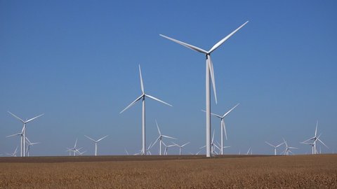 Windmills, Wind Turbines, Agriculture Field Generator Power, Electricity
