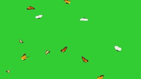 Flying Butterflies with green screen background