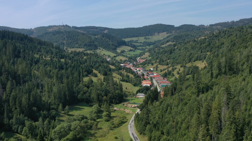Aerial view of Uhorna village in Slovakia