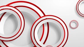 Abstract geometric motion design with grey and red paper circles. Corporate technology minimal background. Seamless loop. Video animation Ultra HD 4K 3840x2160