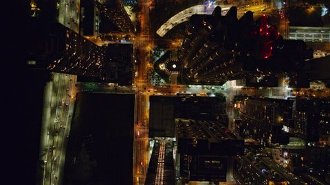 NYC New York Aerial v103 Vertical nighttime cityscape of Murray Hill neighborhood - October 2017