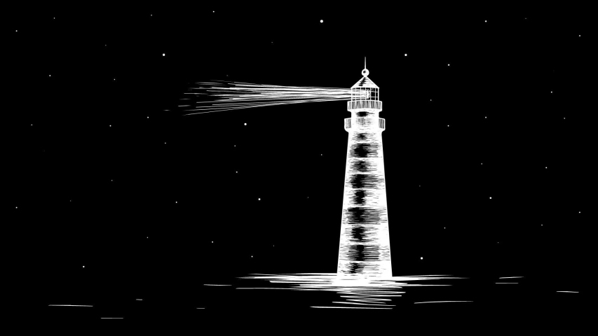 Lighthouse with the stars in the dark