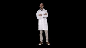 Arabian Doctor Talking to Camera, Alpha Channel