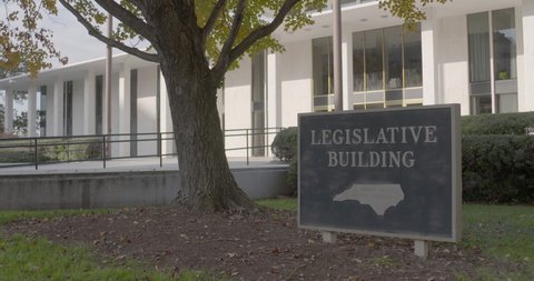 raleigh , NC / United States - 08 28 2019: North Carolina legislative building sign