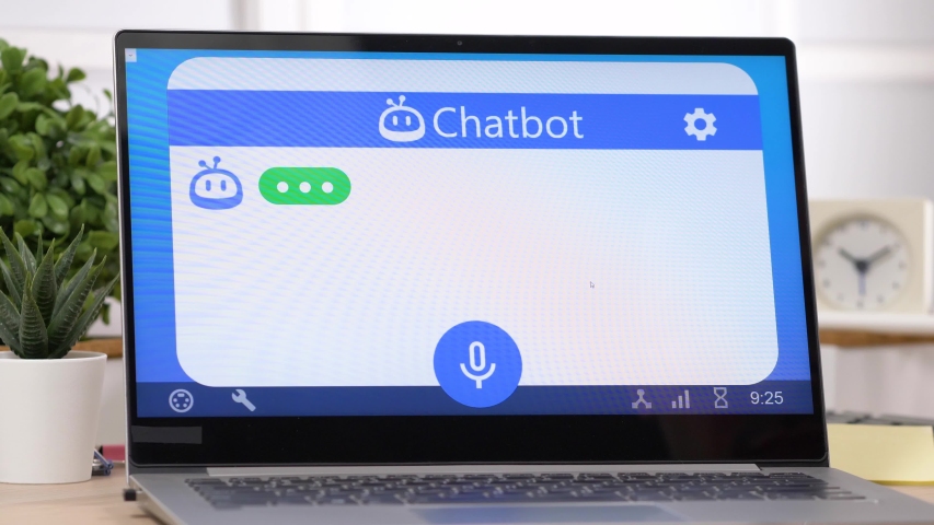 Chatbot online help chat on a laptop computer. Royalty-Free Stock Footage #1036640201