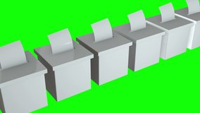 Blank election box ballot campaign. Casting vote concept 3d render. Animation video available in 4k FullHD and HD render footage.