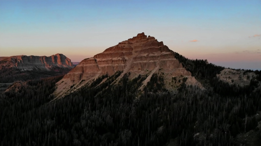Sunset on breccia cliffs on the continental divide, Wyoming.