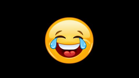 Animation of a laughing emoji emoticon with tears of joy including alpha channel