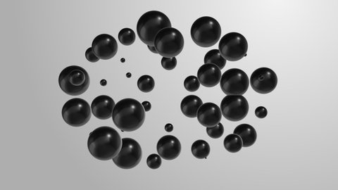 Black balls flying. Minimal motion design. 