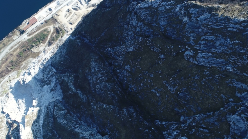 Aerial view of a church located on a mouintain cliff