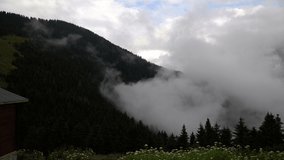 Mountains and clouds as time lapse at The Pokut Plateau at Turkey