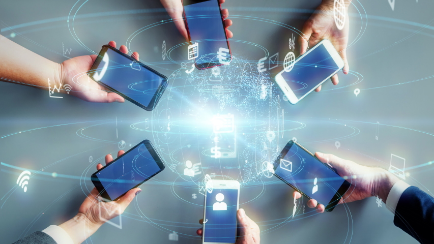 Mobile communication network concept. 5G. Wireless communication. Royalty-Free Stock Footage #1036682780