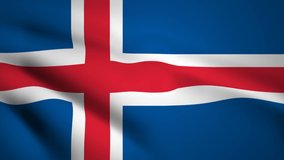 Iceland flag Motion video waving in wind. Flag Closeup 1080p HD footage.