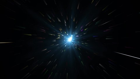 Abstract creative cosmic background. Speed of light, neon glowing rays in motion. Beautiful fireworks, colorful explosion
