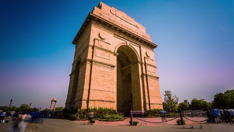 India Gate in New Delhi time lapse