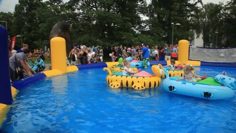 Valmiera/Latvia- 06.27.2017:Water attractions for children in the city center