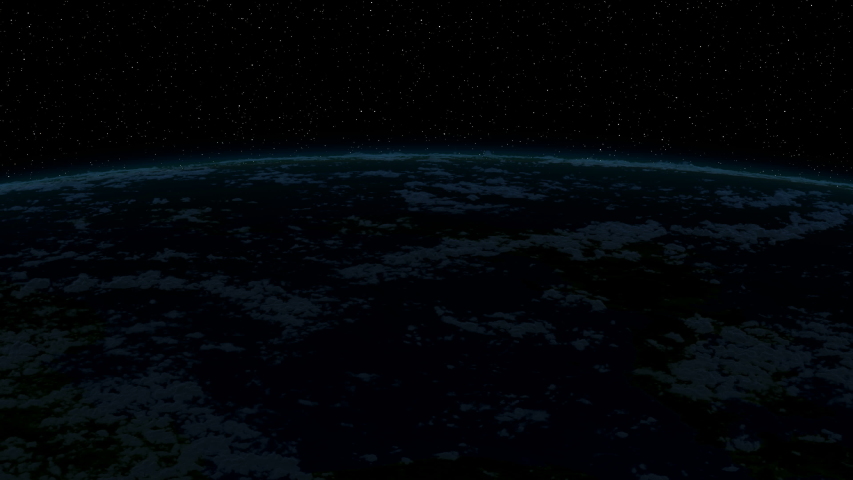 Sunrise over the Earth. Satellite view of Asia. Japan, China and Korea at night. 4K. Images from NASA.