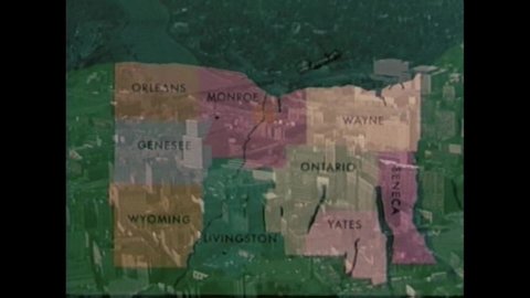 CIRCA 1960s - The Genesee River, Rochester, Letchworth Gorge, Finger Lakes, wine country, grapes and Western New York Apples are shown, in 1963.