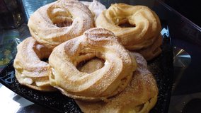 Delicious cottage cheese ring with powdered sugar slow motion - Powered by Shutterstock - Get 15% off with code: PIKWIZARD15