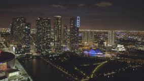 Aerial Miami Downtown 4k pull out shot