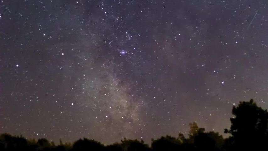 Time lapse of galactic center and milky way passing with lagoon nebula in the center.