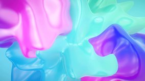Modern creative abstract video with liquid substance. Bright colors: pink and blue. Trendy fashion design. 3d render animation background.