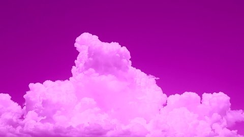 Decorative time lapse white rainy, thunderstorm clouds, pink summer, sunny sky in horizon, beautiful fast moving big mass in panorama.